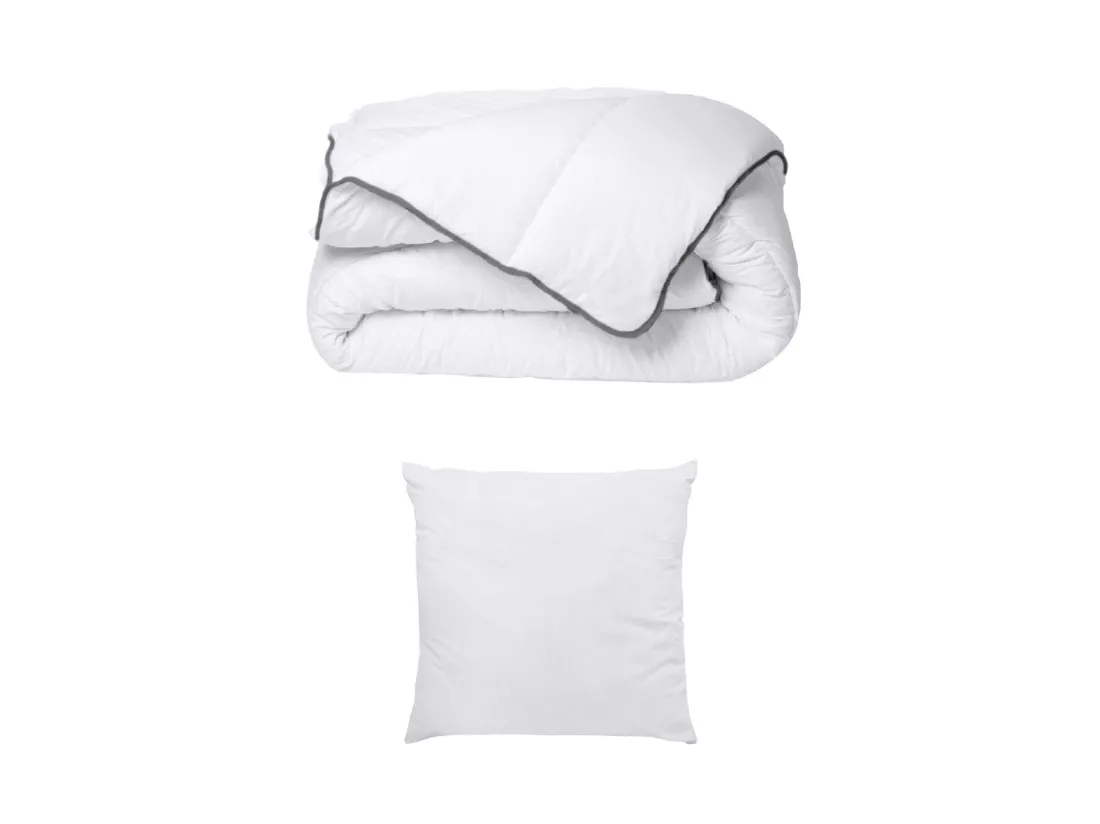 Pack Couette toucher soie 140 x 200 cm + 1 oreiller 60 x 60 cm - Blanc - BIESYA
