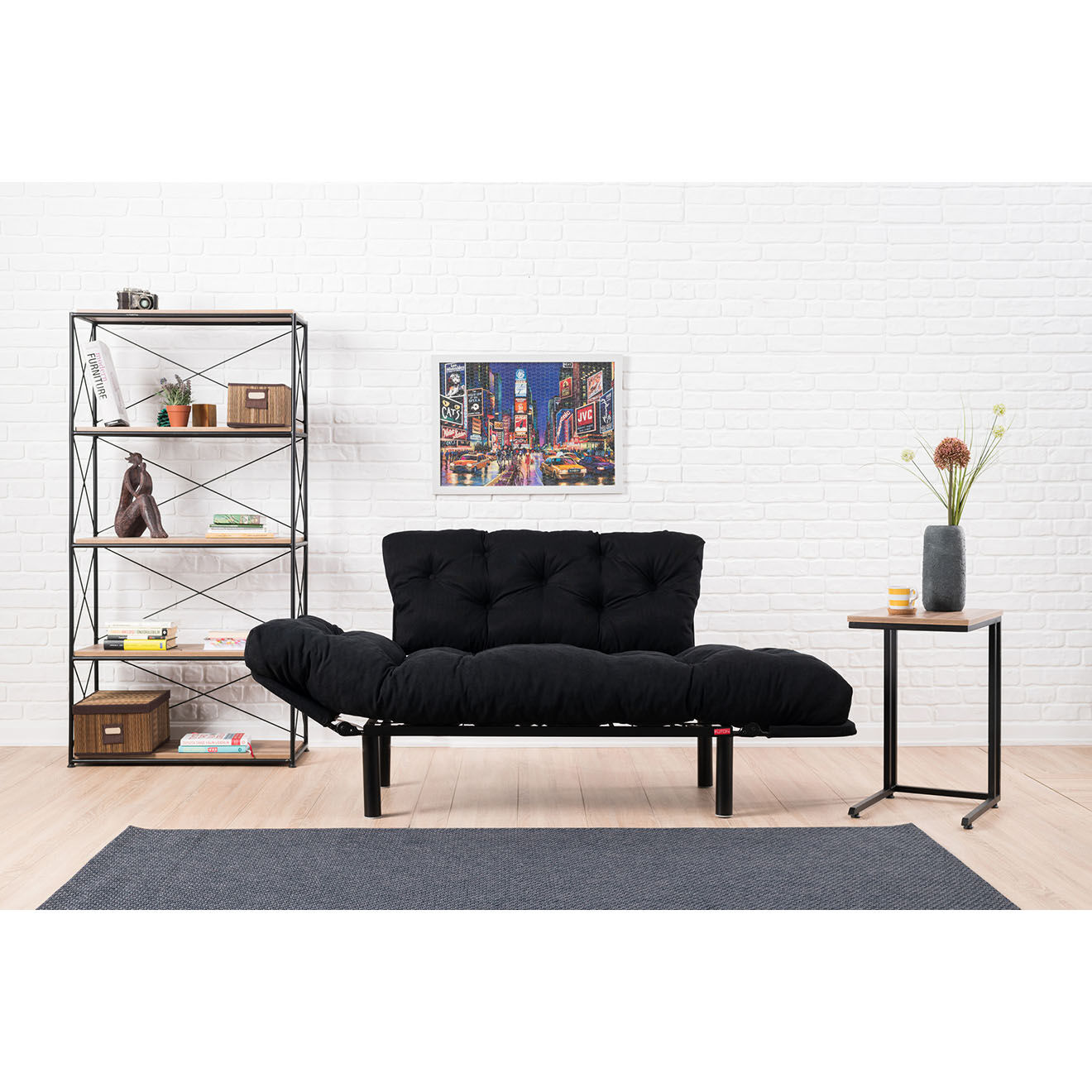 Atelier del Sofa Canapé 2 places convertible Nitta noir - 155x85x73 cm