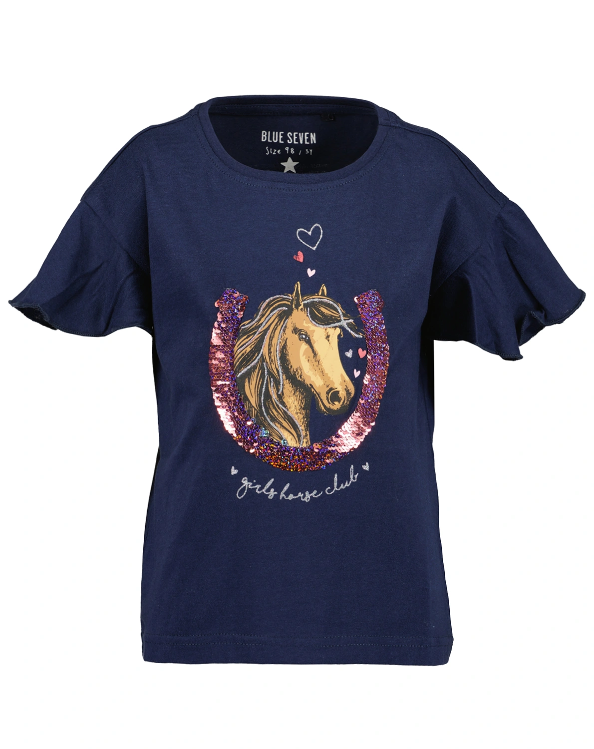 T-Shirt GIRLS HORSE CLUB mit Wendepailletten in blau
