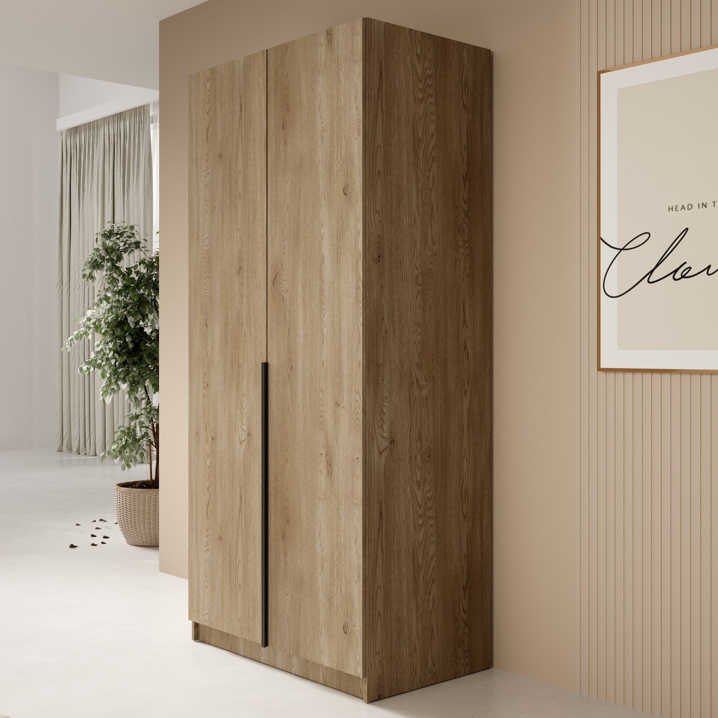 Meubella - Kledingkast Bruno - Eiken - 100 cm