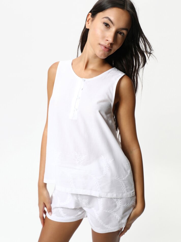 Pijama bordado - Branco