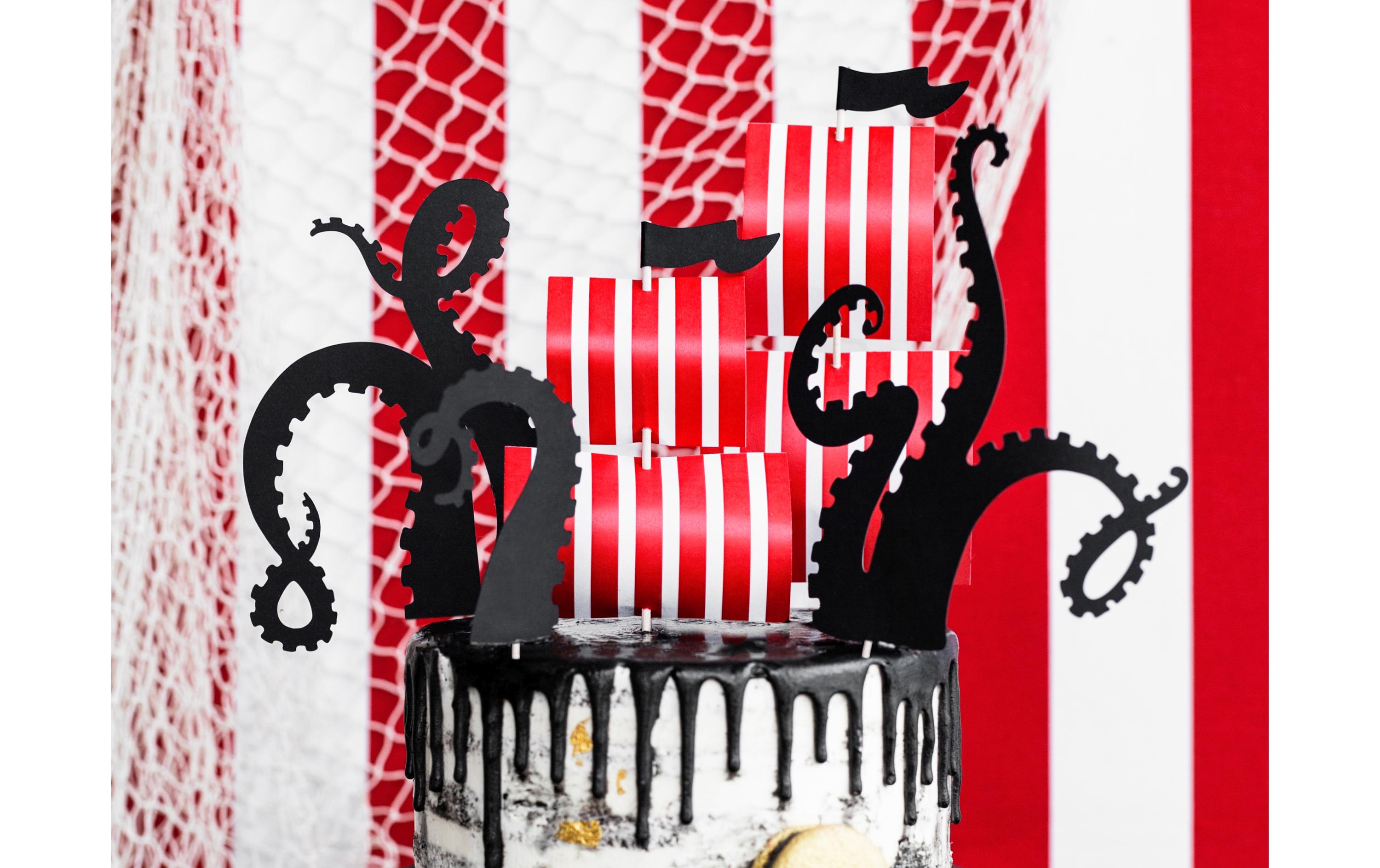 Kuchen-Topper Piraten 1 Stück, Rot/SchwarzTortendeko