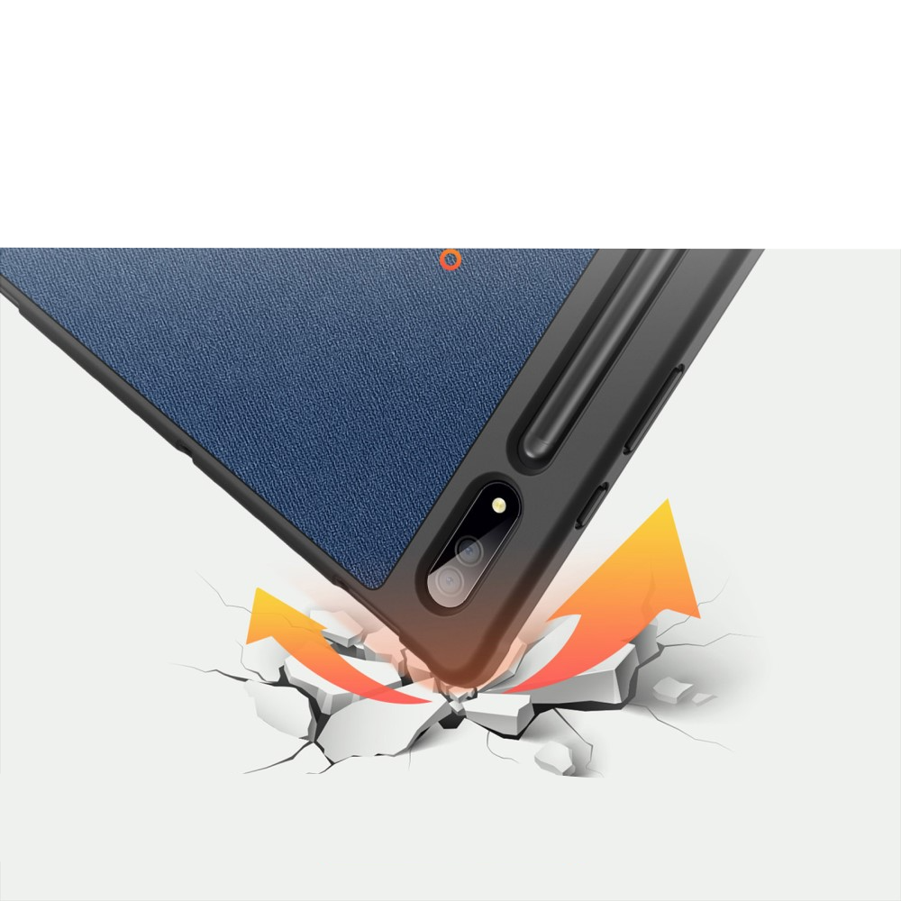 Samsung Galaxy Tab S9 Ultra Tasche Smart Cover Hülle Stoff Design mit S-Pen Halterung - Blau