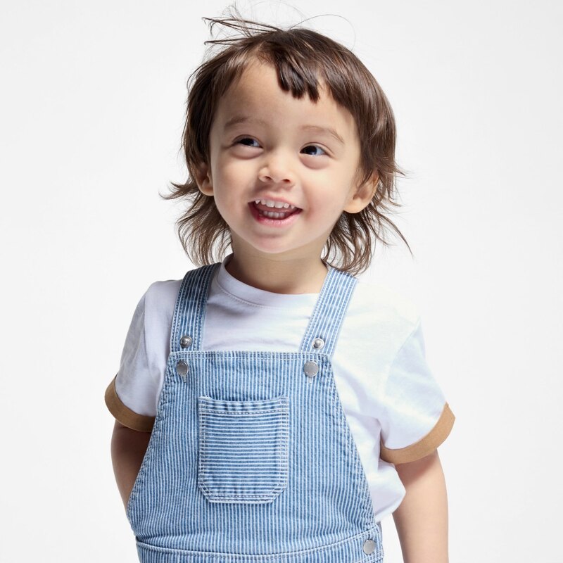 Salopette rayée et t-shirt bleu et blanc bébé garçon Bleu