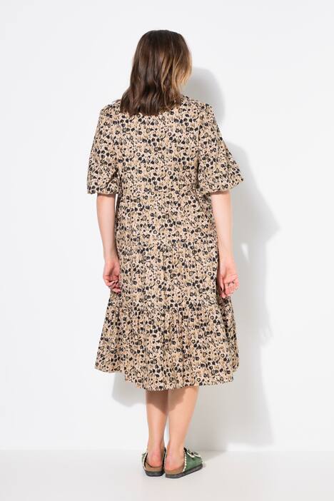 Midikleid, A-Linie, Flowerprint, Volants, sand