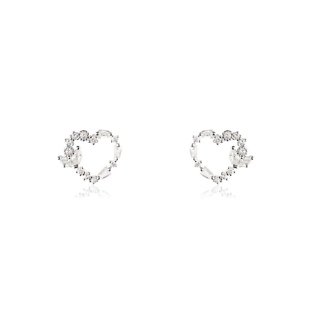 Boucles D'oreilles Puces Argent Blanc Valerijs Oxydes De Zirconium