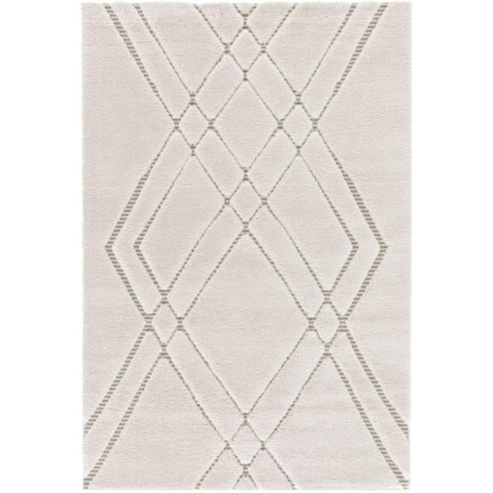 Tapis de salon graphique en relief - maya - crème et beige - 160 x 230 cm