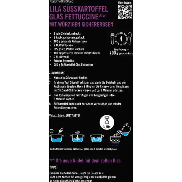 Bio Lila Süßkartoffel Fettuccine