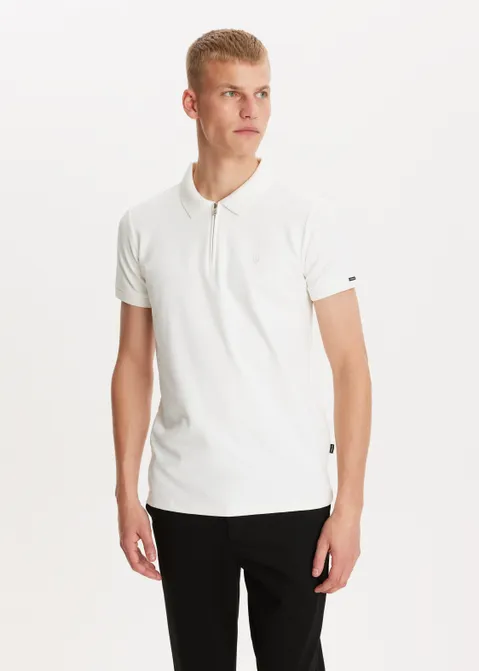 Polo met rits en logo off-white (WIT.O)