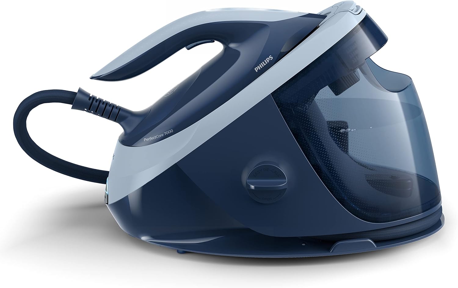 Philips PerfectCare 7000 Series Dampfbügelstation - 2100 W, 600 g Dampfstoß, 8,0 bar Pumpendruck, OptimalTEMP Technologie, 1,8 L Tank, Marine-/Dunkelblau (PSG7030/20)