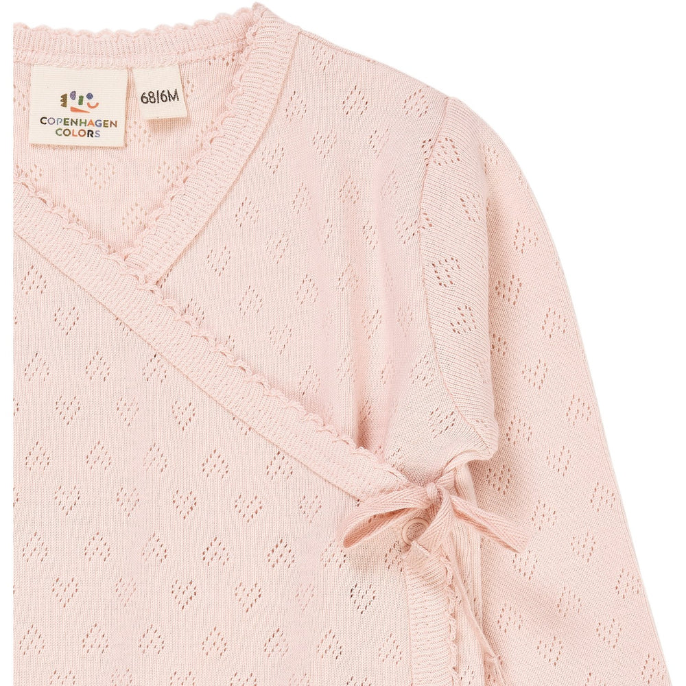 Køb COPENHAGEN COLORS Dusty Rose Pointelle Heart Crossover Body Ls