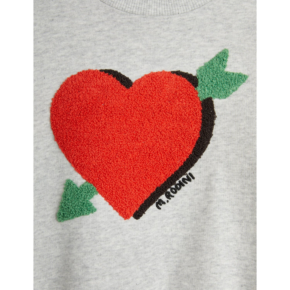 Køb Mini Rodini Grey Melange Arrowed Heart Chenille Sweatshirt