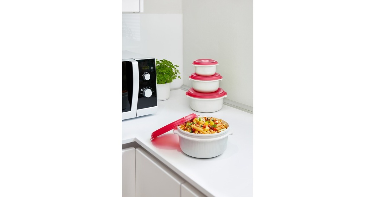 EmsaMICRO FAMILY Starterset, 3 -delig doos  (Wit/rood, 3 dozen, 3 deksels)
