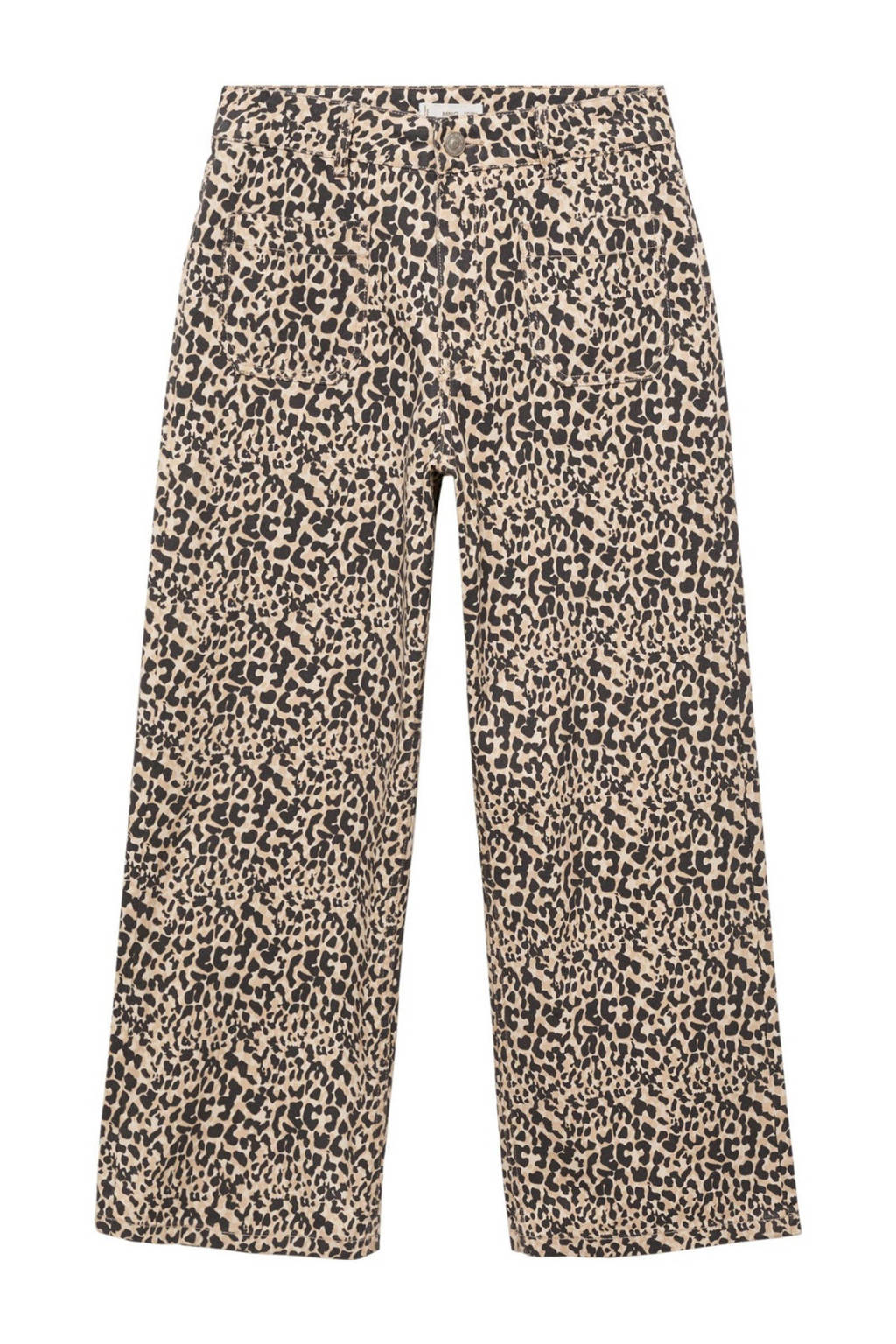 MANGO TEEN straight fit broek met panterprint lichtbruin/zwart