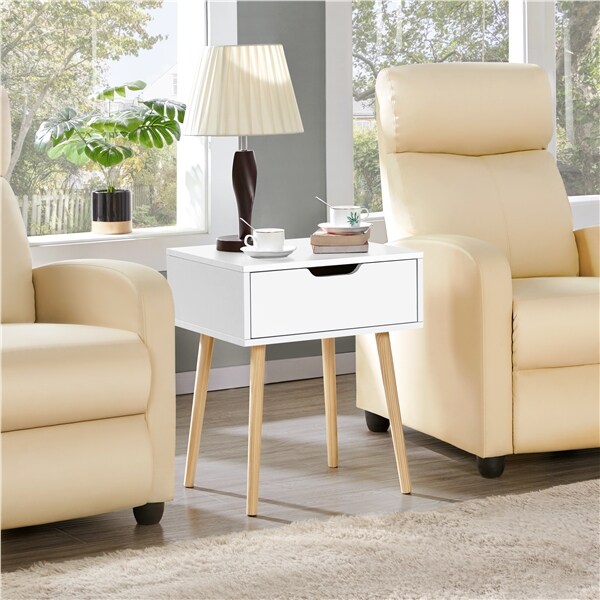 Yaheetech 2er Set Nachttisch Nachtkommode Nachtschrank Beistelltisch Sofatisch mit Schublade und Beinen, 48,5x41x57,5cm
