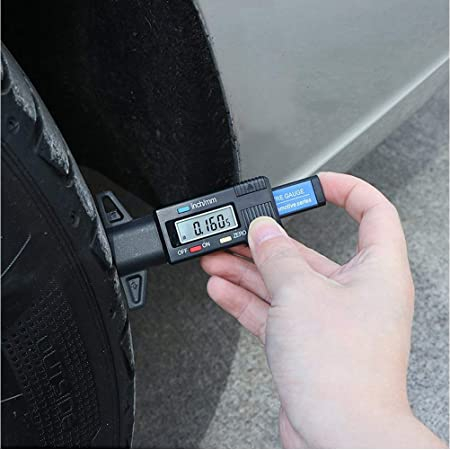 (0-25.4mm) Auto Reifenprofil Messer KFZ Tiefenmessgerät mit LCD Display (Inkl. LR44 Batterie) - Schwarz