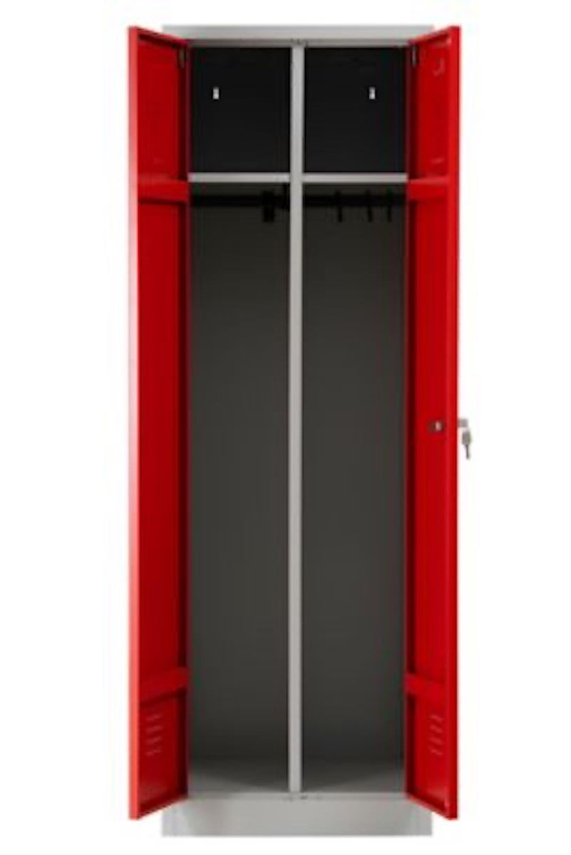 PROREGAL Garderobekast Camel 2 compartimenten & 1 slot HxBxD 180 x 60 x 50 cm Cilinderslot Grijs-Rood