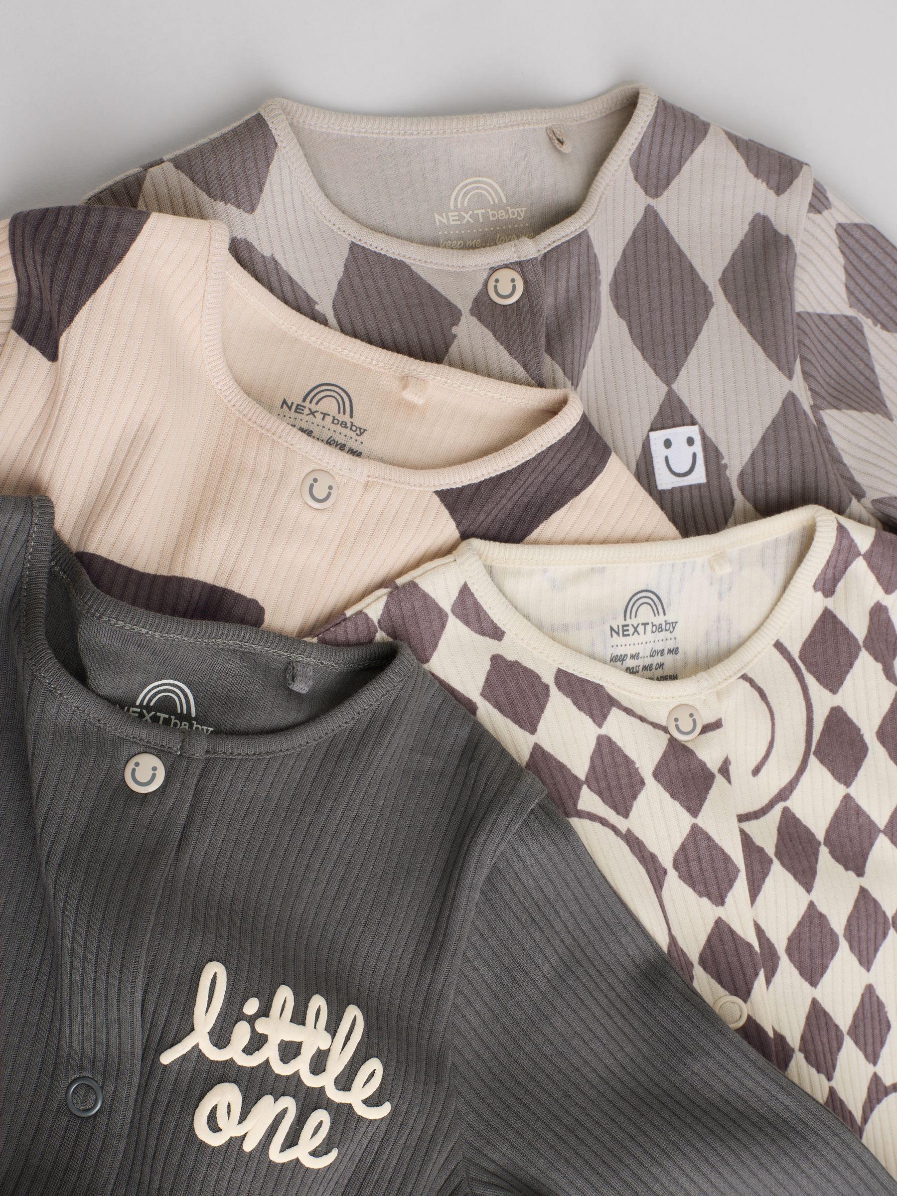 Monochroom - Set van 4 voetloze babypyjama's (0 mnd-2 jr)