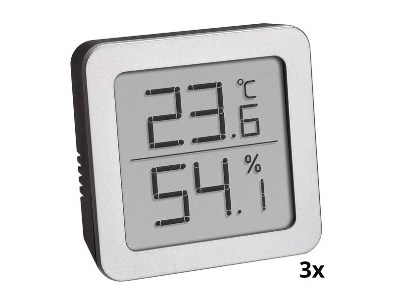 TFA Dostmann Thermo-/Hygrometer Digital 3er-Set Digitales Thermo-Hygrometer