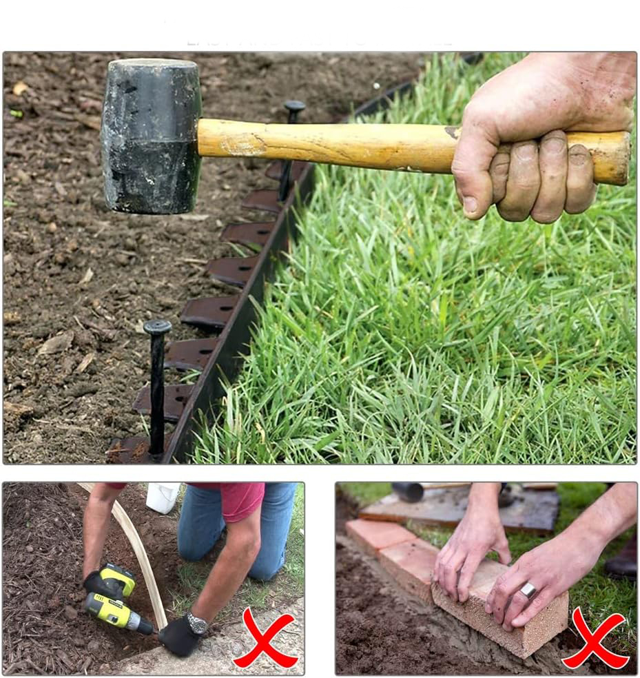 (10cmx10m) Kunststoff Garten Beeteinfassung Flexible Rasenkante Wurzelsperre Beetumrandung inkl. Erdanker - Braun