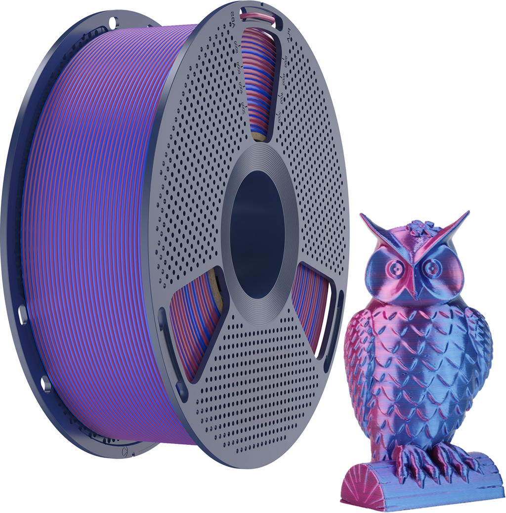 SUNLU  Silk PLA+ Dual Color Red Blue, 1,75 mm / 1000 g    Zweifärbiges PLA Material mit glänzendem Finish