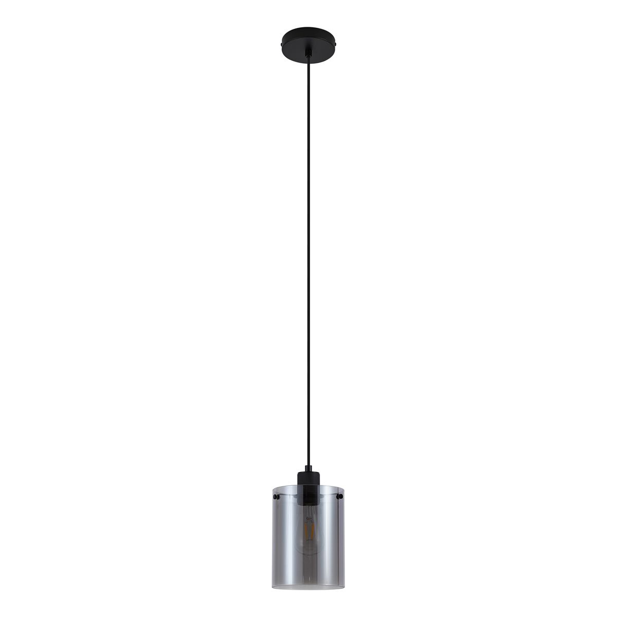 Design hanglamp zwart met smoke glas - Domo