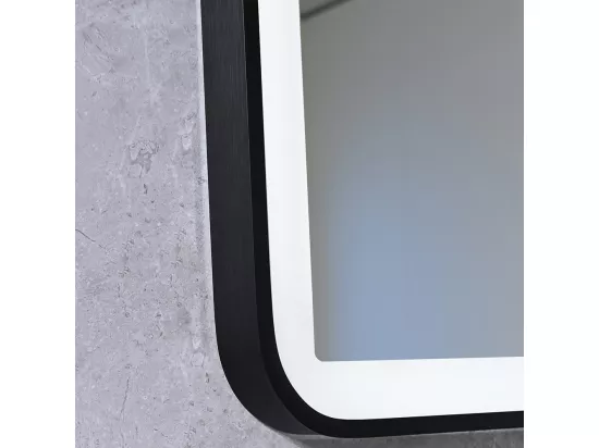 Miroir salle de bain LED 90x60cm anti buée avec cadre en aluminium noir et loupe x3 LB-4685B