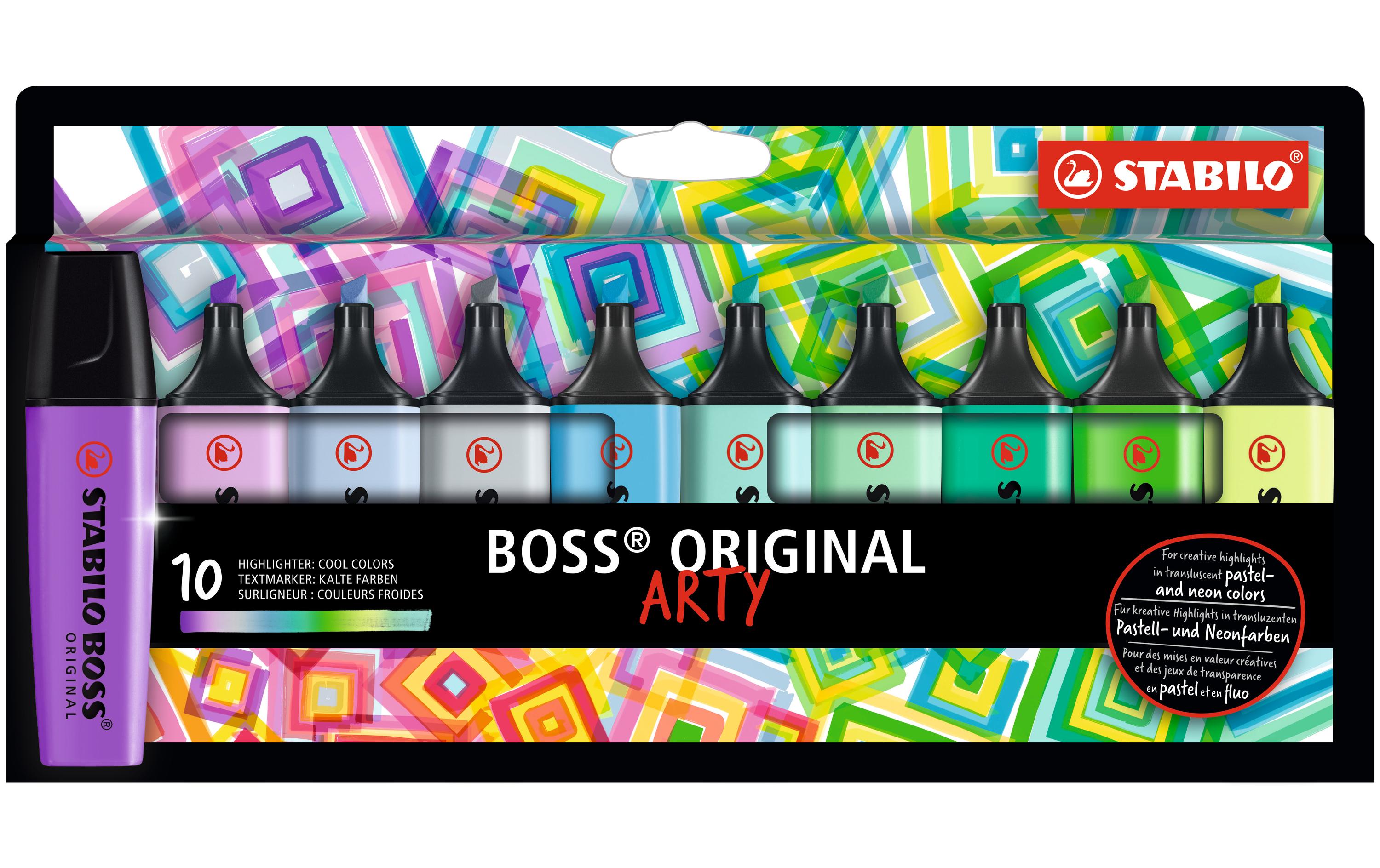 Textmarker Boss Original Arty 10er EtuiTextmarker mit 10 kalten Farben