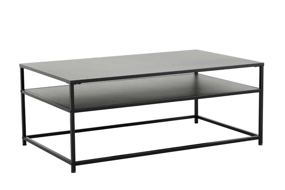 Moderner Couchtisch DURA STEEL 100cm schwarz Metall mit Ablagefach