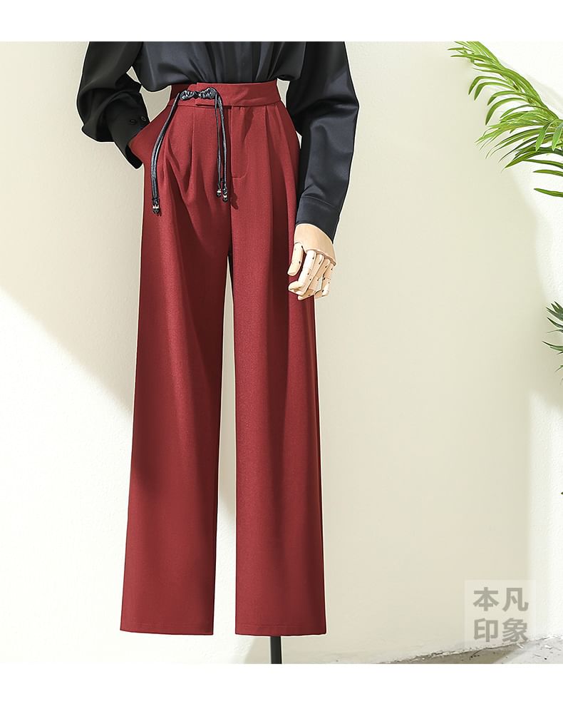 Rusutsu - High Rise Plain Wide Leg Broek