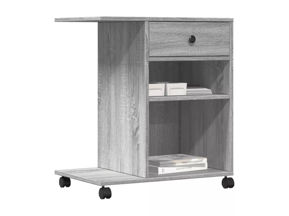 Support d'imprimante avec roulettes sonoma gris 60x40x68,5 cm