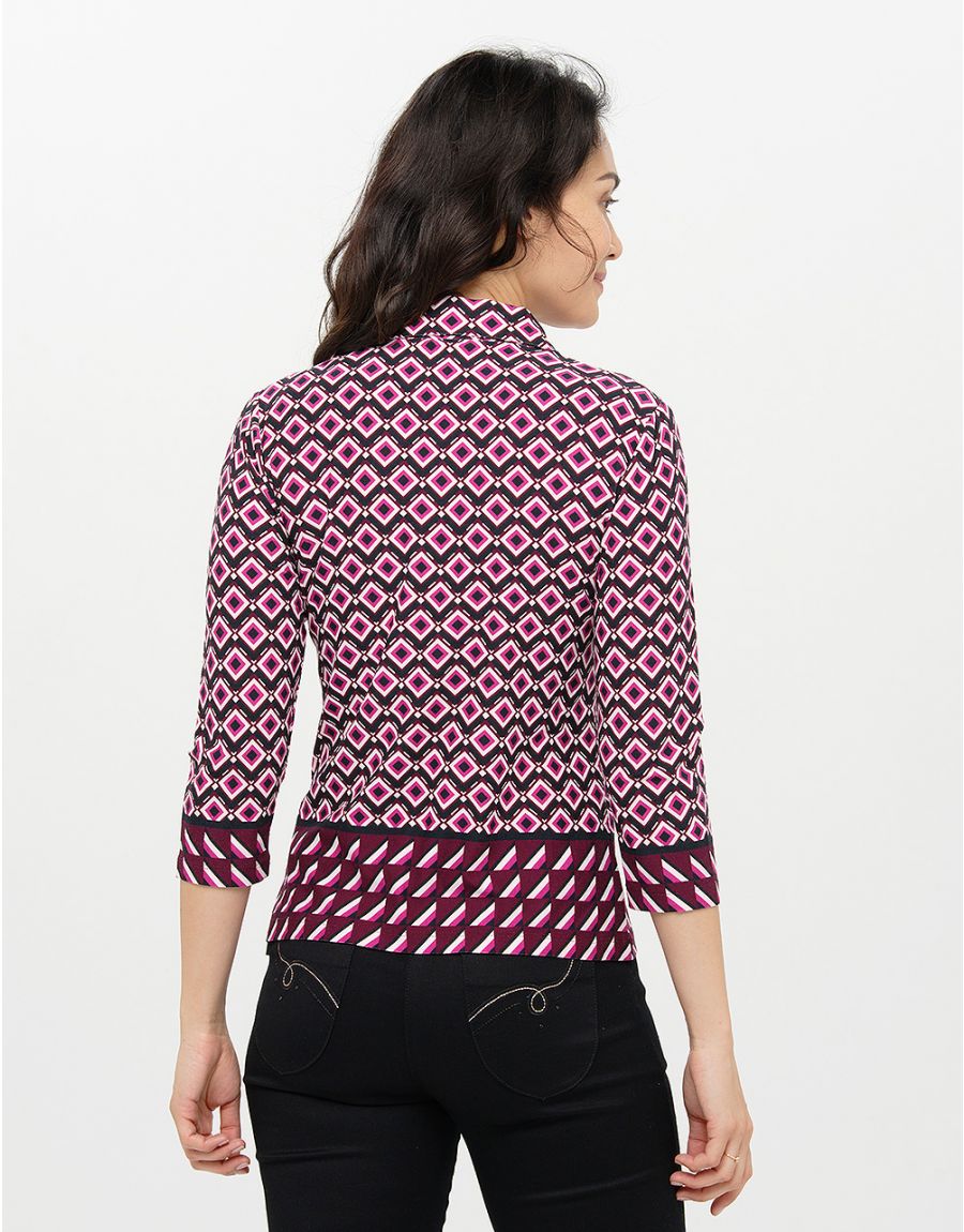 T-shirt col chemise rose