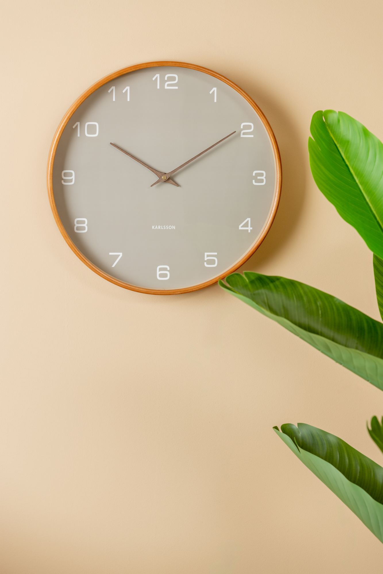 Wall clock Acento wood sand brown
