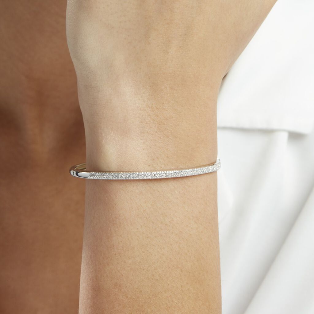 Bracelet Jonc Posie Or Blanc Diamant