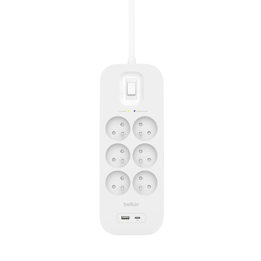 Belkin multiprise parafoudre - 6 prises - 1 port USB-C + 1 port USB-A