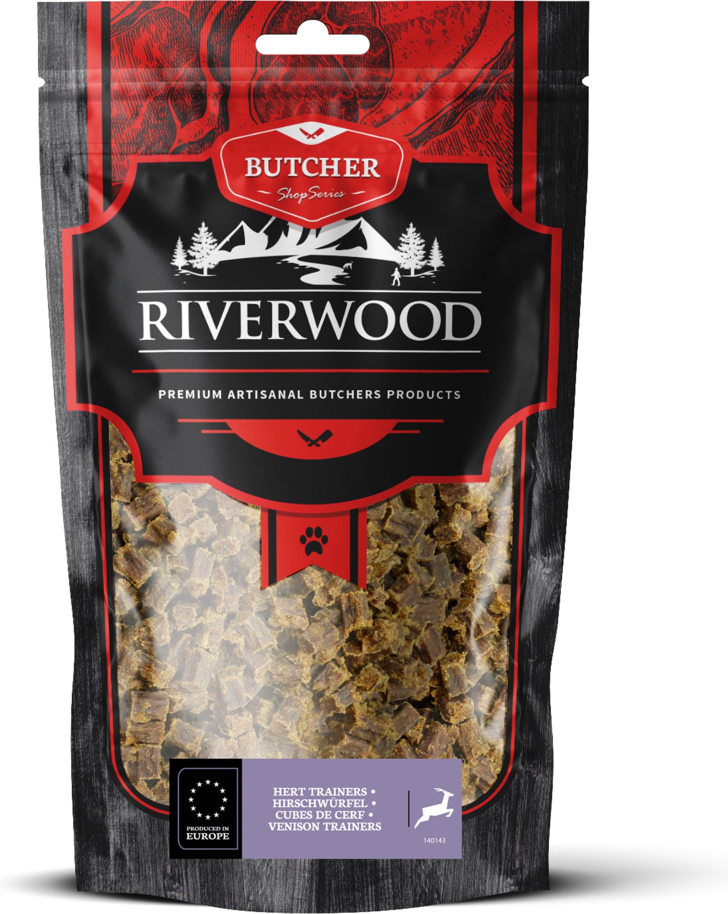 Riverwood natuurlijke snack Butcher hert 150 gram