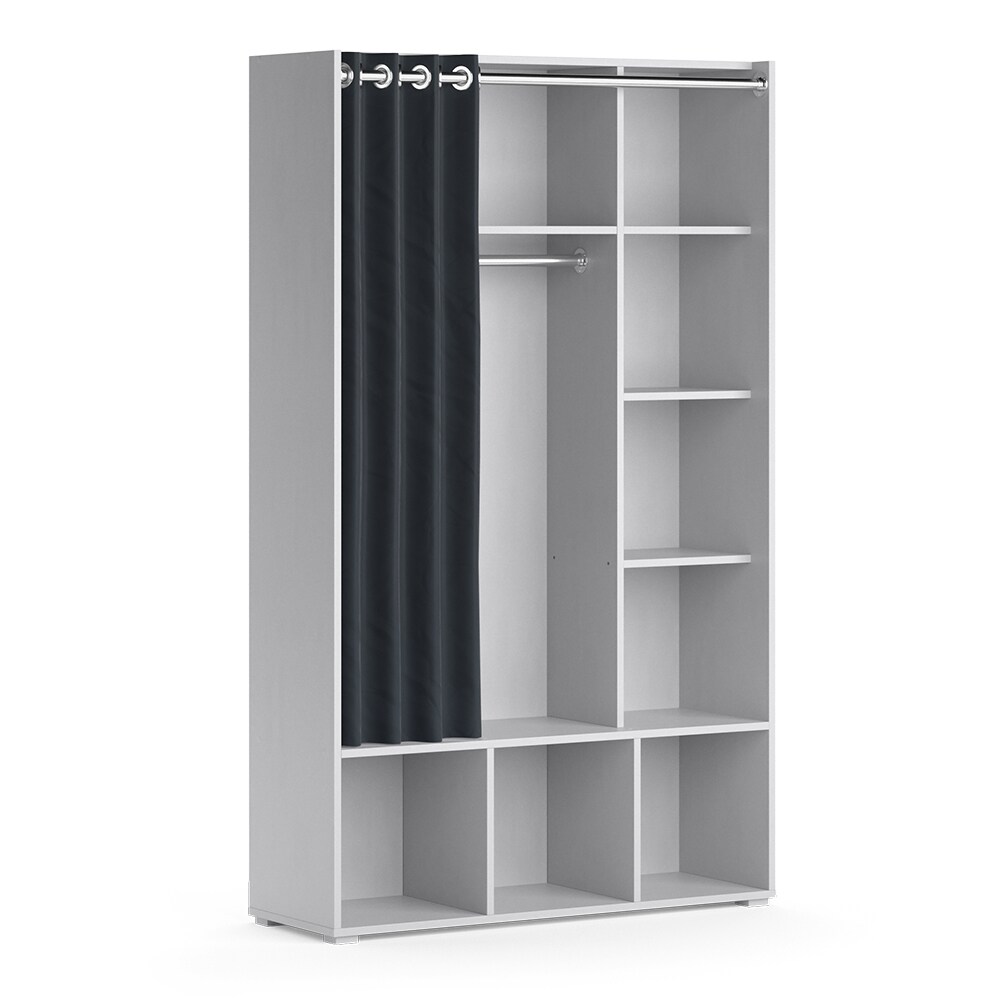 Vicco Kinderkleiderschrank Kinderzimmerschrank Kindergarderobe Luigi Hellgrau 106 x 178 cm modern Schrankregal Jugendzimmerschrank Organizer Vorhang Kleiderstange Fächer Aufbewahrung Spielzeugablage