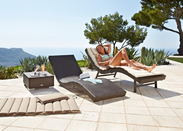 MERXX Gartenliege »Piacenza« Polyrattan, braun, inkl. Wendeauflage