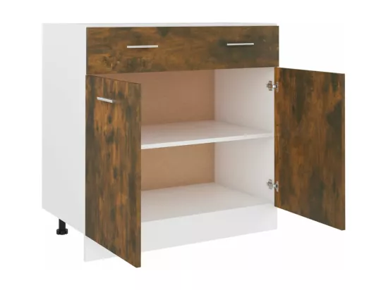 Armoire de plancher à tiroir Chêne fumé 80x46x81,5 cm
