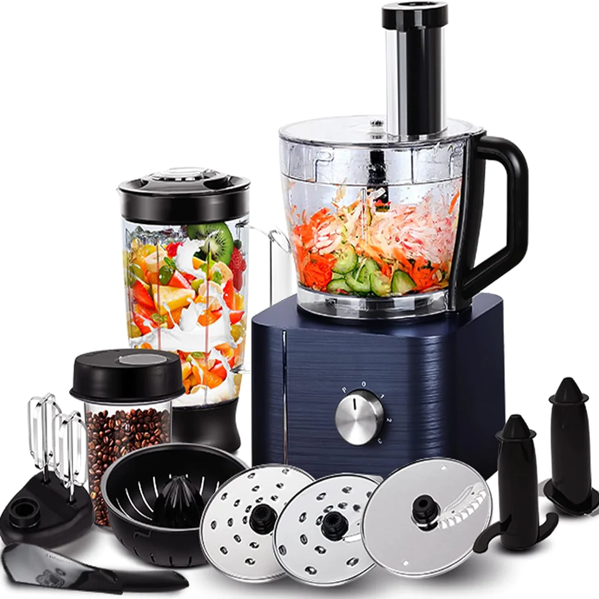 Robot Multifonction de Cuisine de 1,5L - 3,2L 1100W bleu noir Vendos85