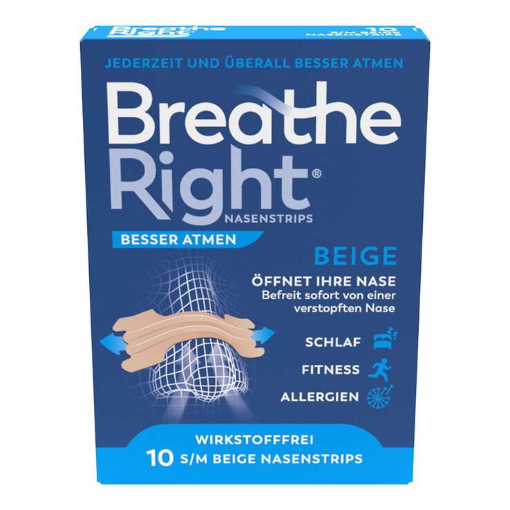 Besser Atmen Breathe Right® Nasenpflaster normal beige, 10 St