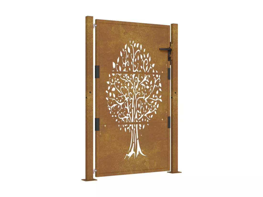 Portail de jardin 105x130 cm acier corten conception de l'arbre