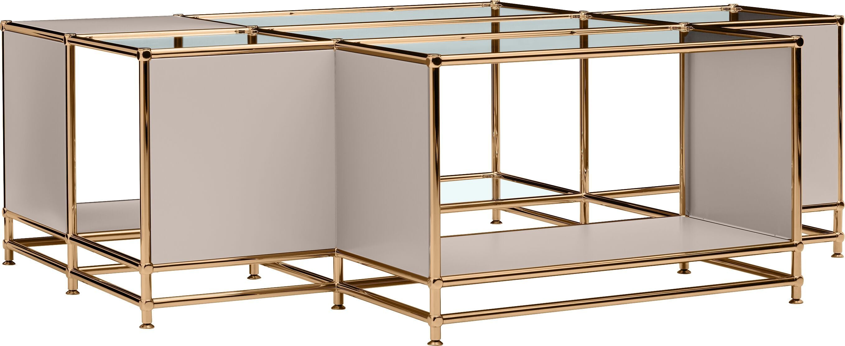 FLEXCUBE_Salontisch_Glas_taup/kupfer_152 - Taupe / B: 152.5 cm x T: 115.0 cm x H: 49.0 cm