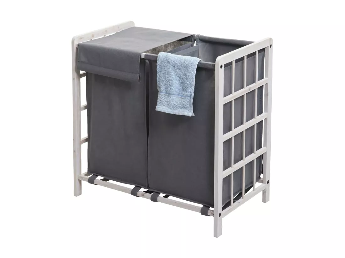 Collecteur de linge MCW-B60, blanc miteux, couvercle gris