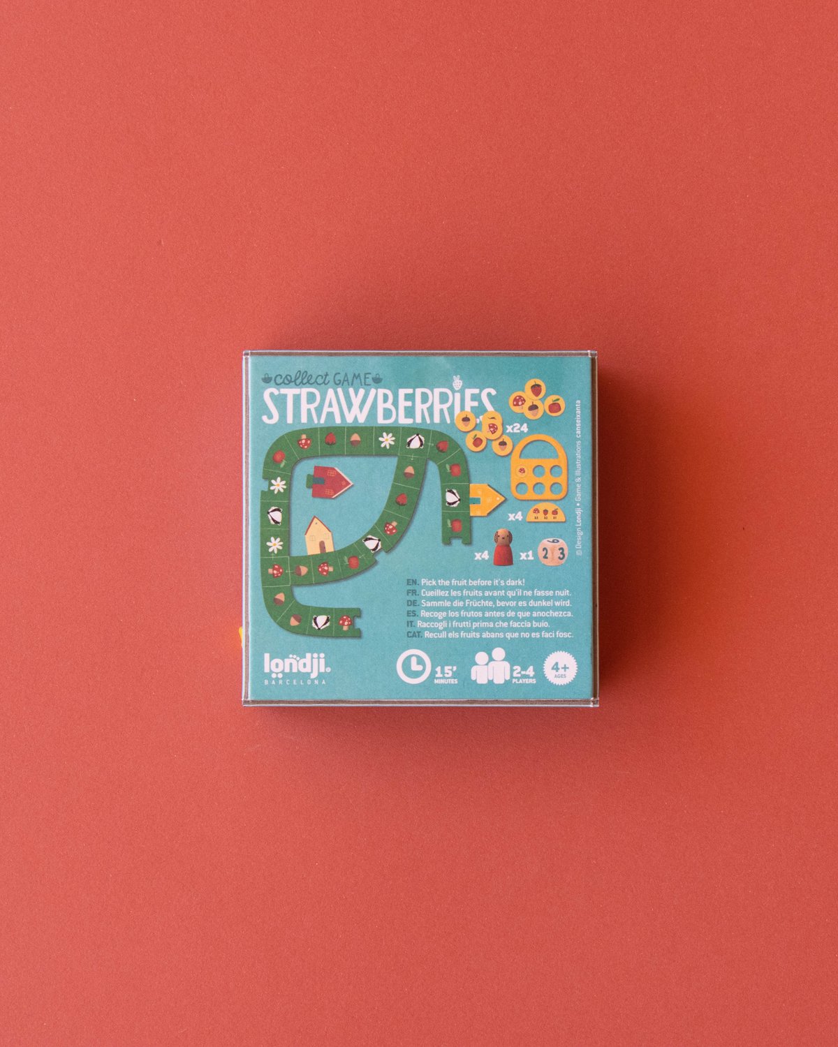 Brettspill Barn 4år+, Pocket size – Familiespill “Samle Jordbær før Grevlingen Kommer” | Tiny Game Strawberries