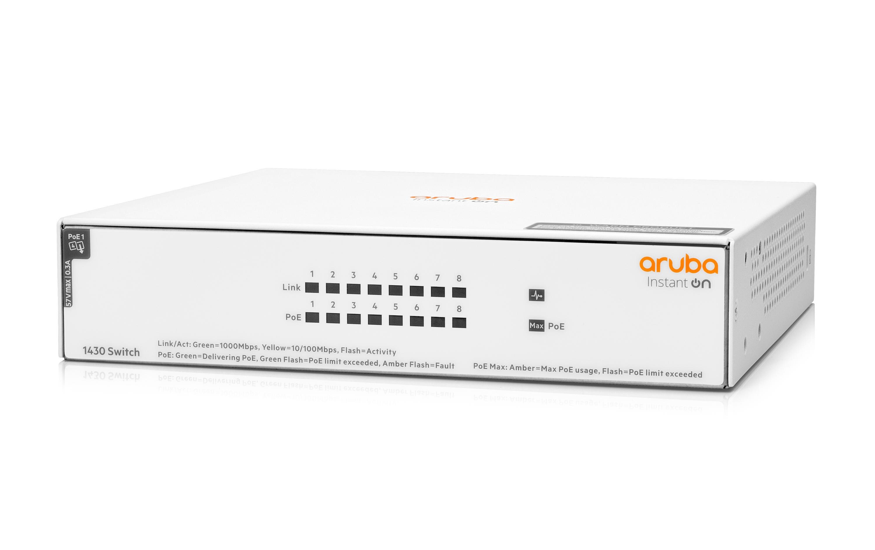 PoE+ Switch Instant On 1430-8G-PoE+ 8 Port<br>Aruba Instant On 1430 Nicht verwaltete Ethernet-Switches für einfache Konnektivität