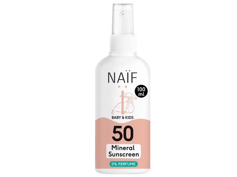 NAÏF Sonnenspray Mineral Baby & Kids SPF50 100 ml Parfümfreies Sonnenschutzspray für Babys und Kinder