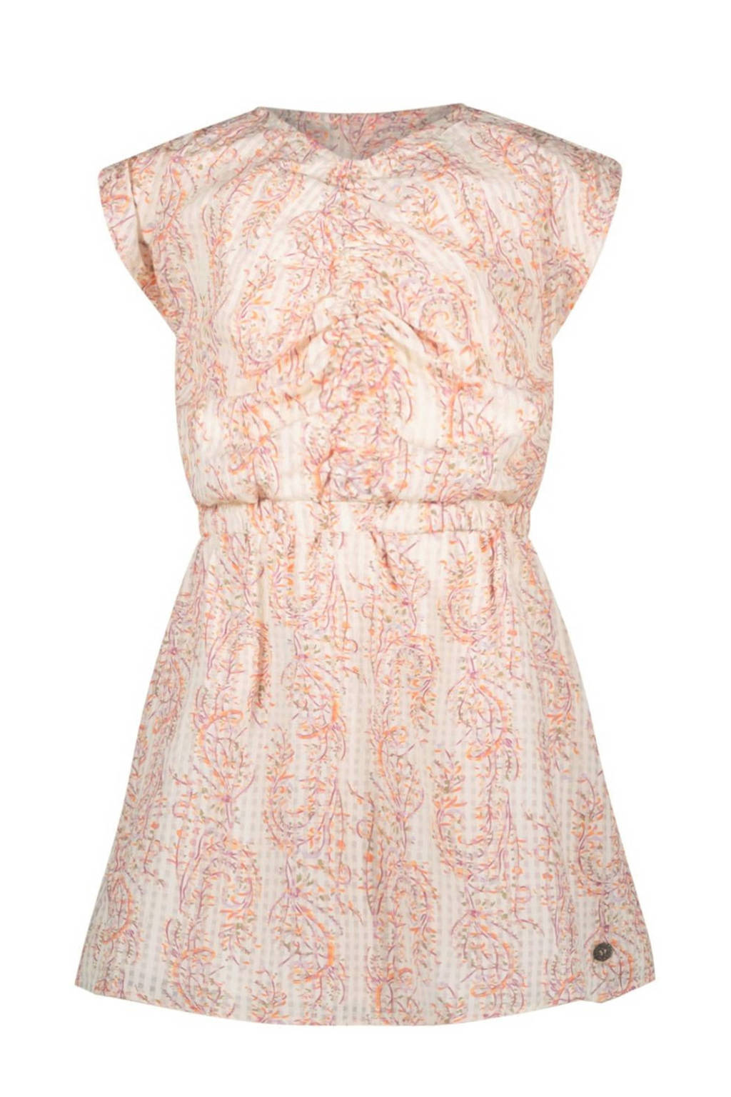 Like Flo jurk met paisleyprint en textuur oranje/ecru