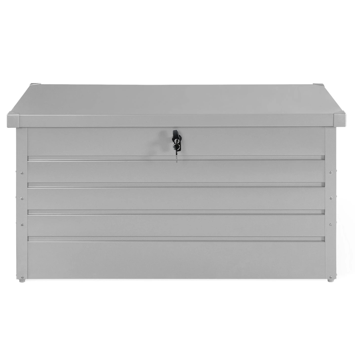 Coffre de rangement métal verrouillable gris clair pour jardin 350L 120x62,5x63 cm