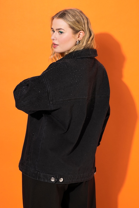 Jeansjacke, oversized, Hemdkragen, Langarm